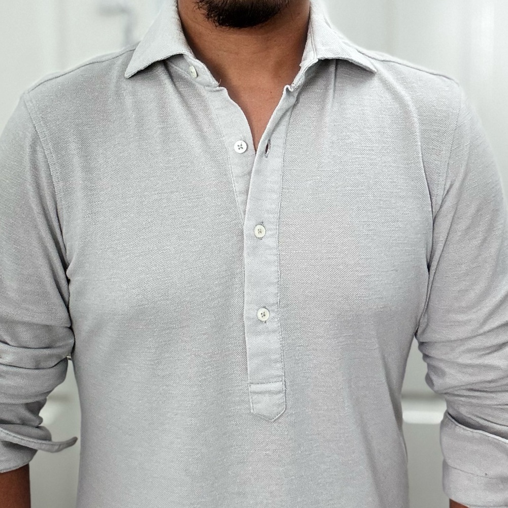 ESNTLS - long sleeve polo (4-button w/ spread collar) - Sz Small
